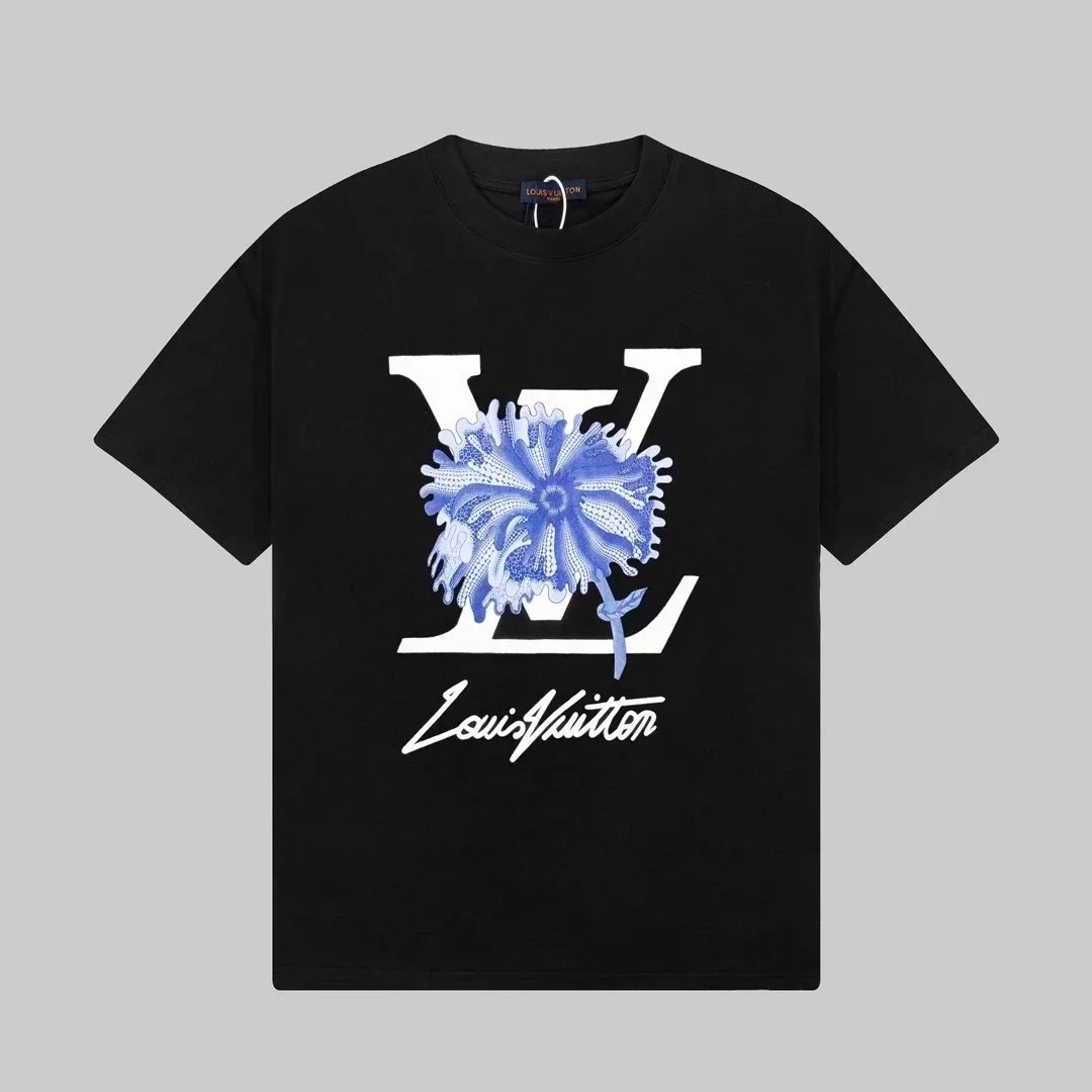 Black Blue Flower Label 002