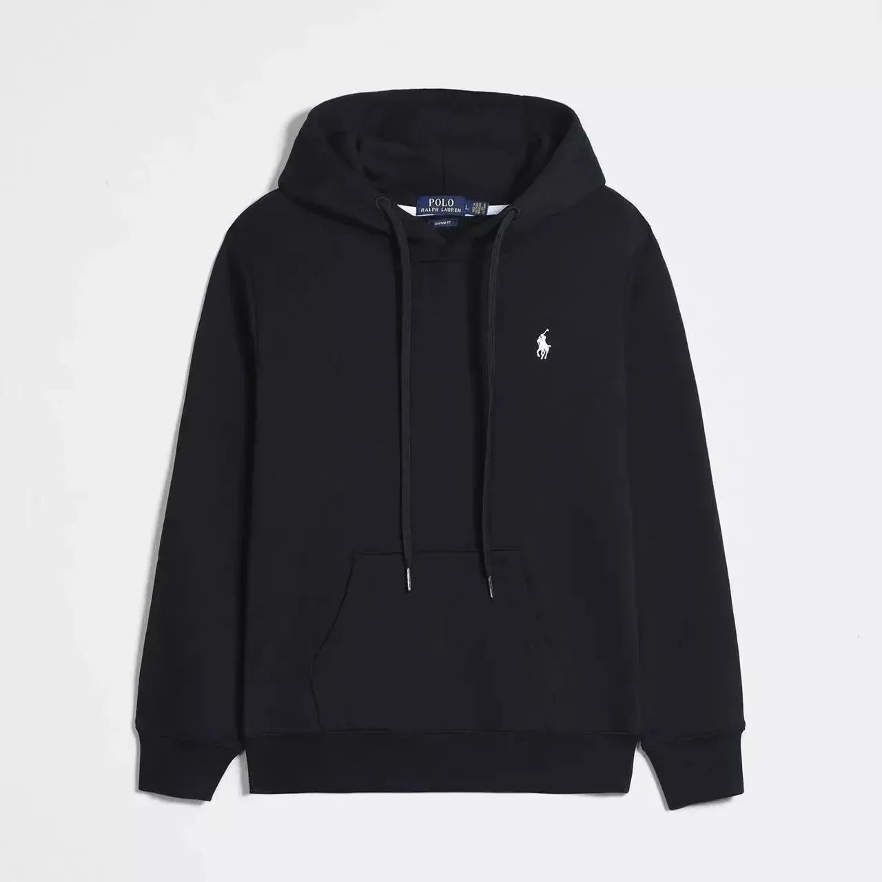 Black white label pullover hoodie