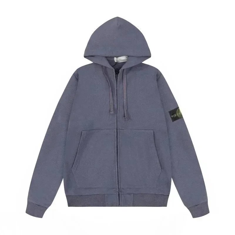 Grey blue cardigan hooded