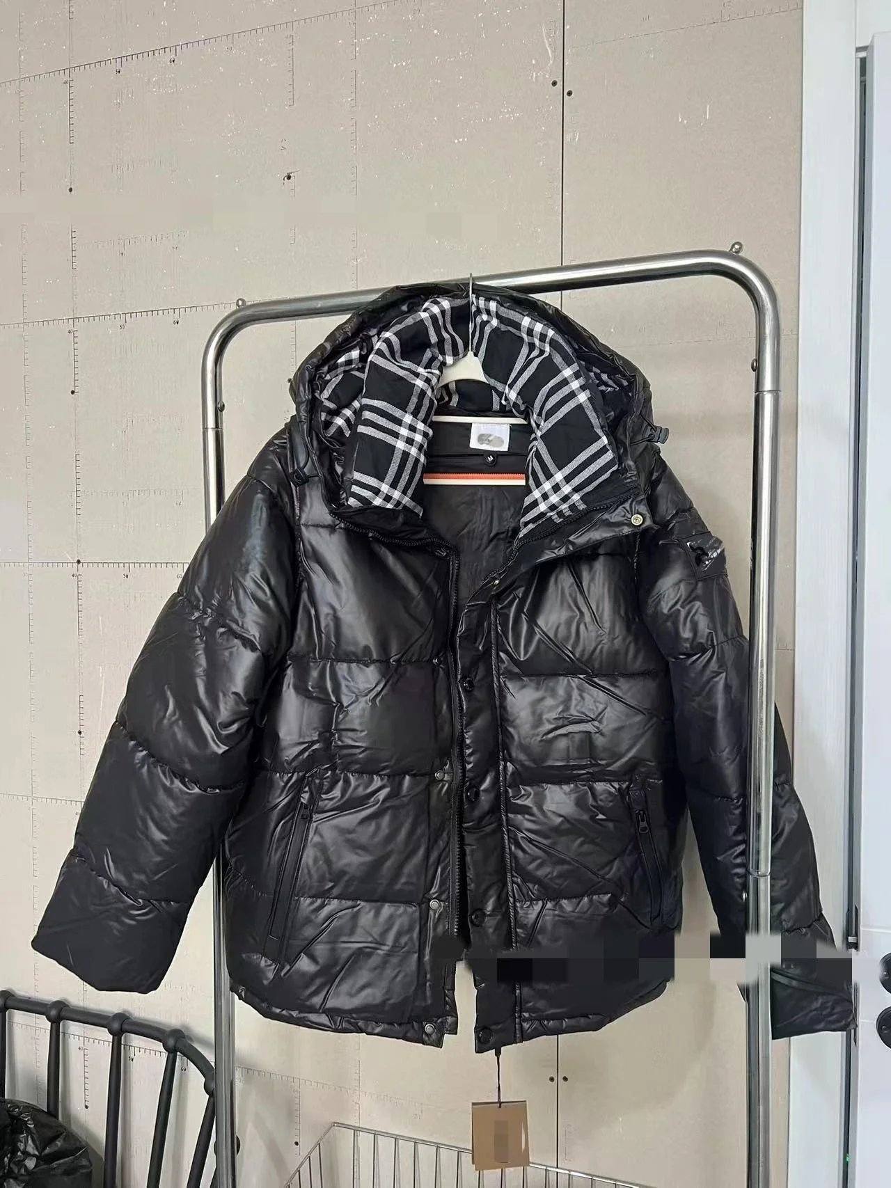 Black and white collar Burberry down jacket